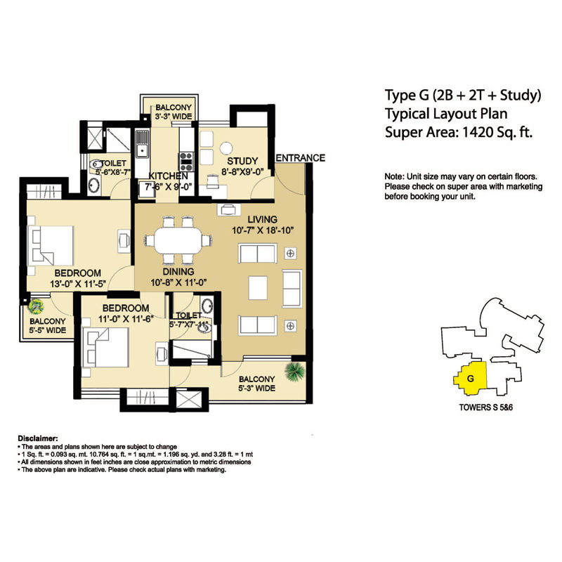 Type - G (2B + 2T + Study) Sup
