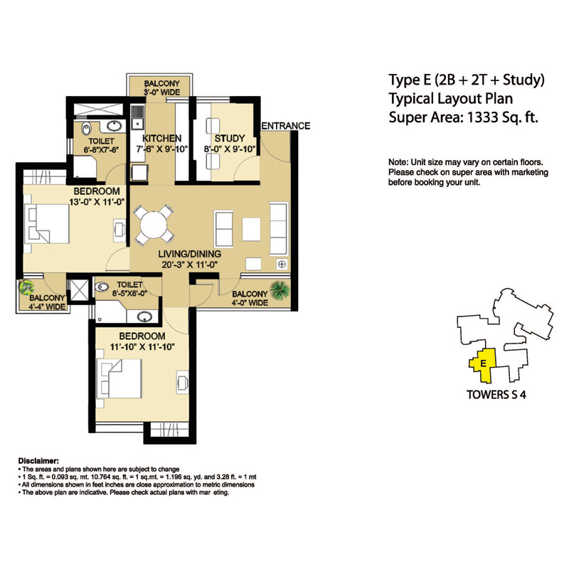 Type - E (2B + 2T + Study) Sup